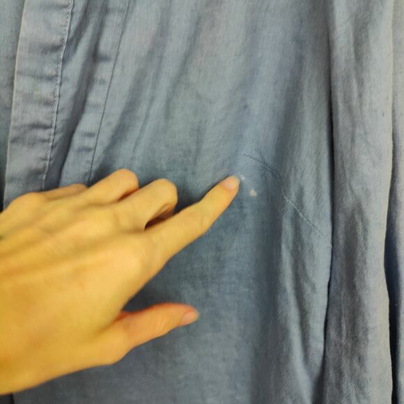 Ann Taylor Linen Top Womens 10 Blue Split Neck 3/4 Sleeve Preppy Beachy Light - Picture 3 of 9